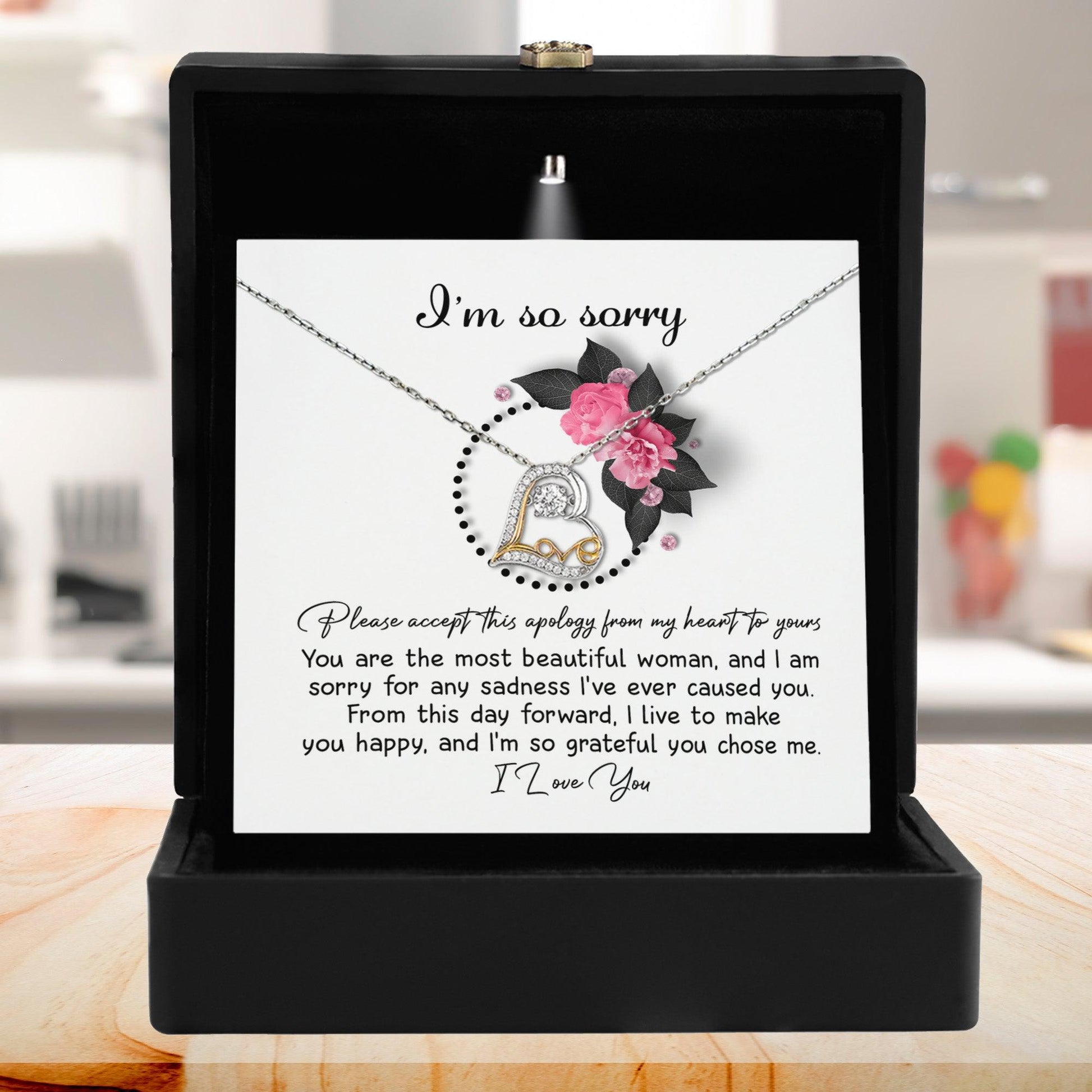 Apology Gift for Girlfriend, Wife, Soulmate - Sorry, Make You Happy - Love Dancing Heart Pendant Necklace - Mallard Moon Gift Shop
