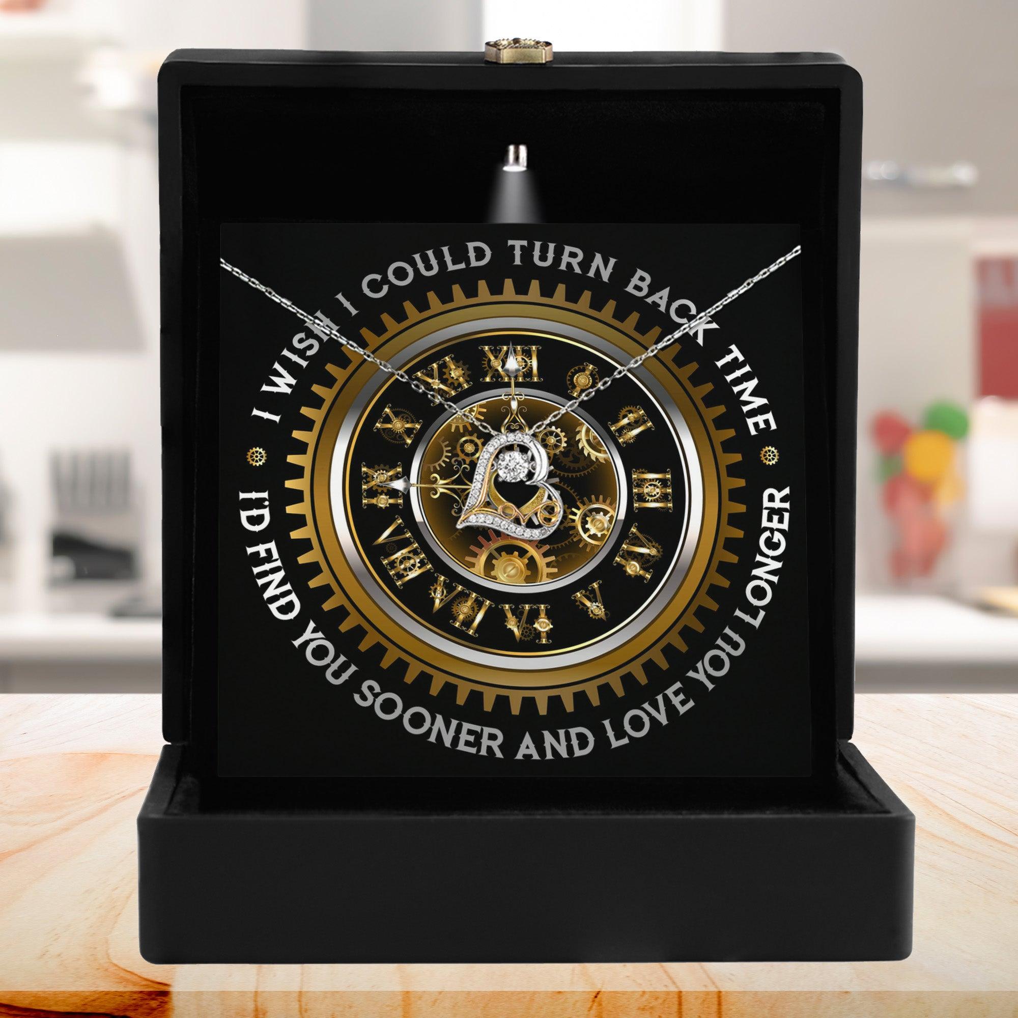 Wife Wedding Day. Anniversary, Birthday Gift - Turn Back Time - Love Dancing Heart Pendant Necklace - Mallard Moon Gift Shop