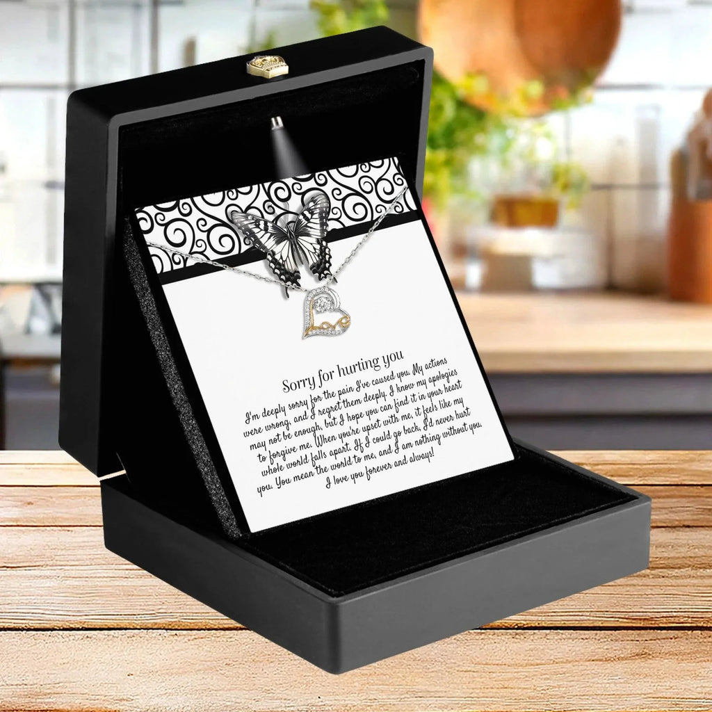 Apology Gift - Sorry for Hurting You - I am Nothing Without You - Love Dancing Heart Pendant Necklace