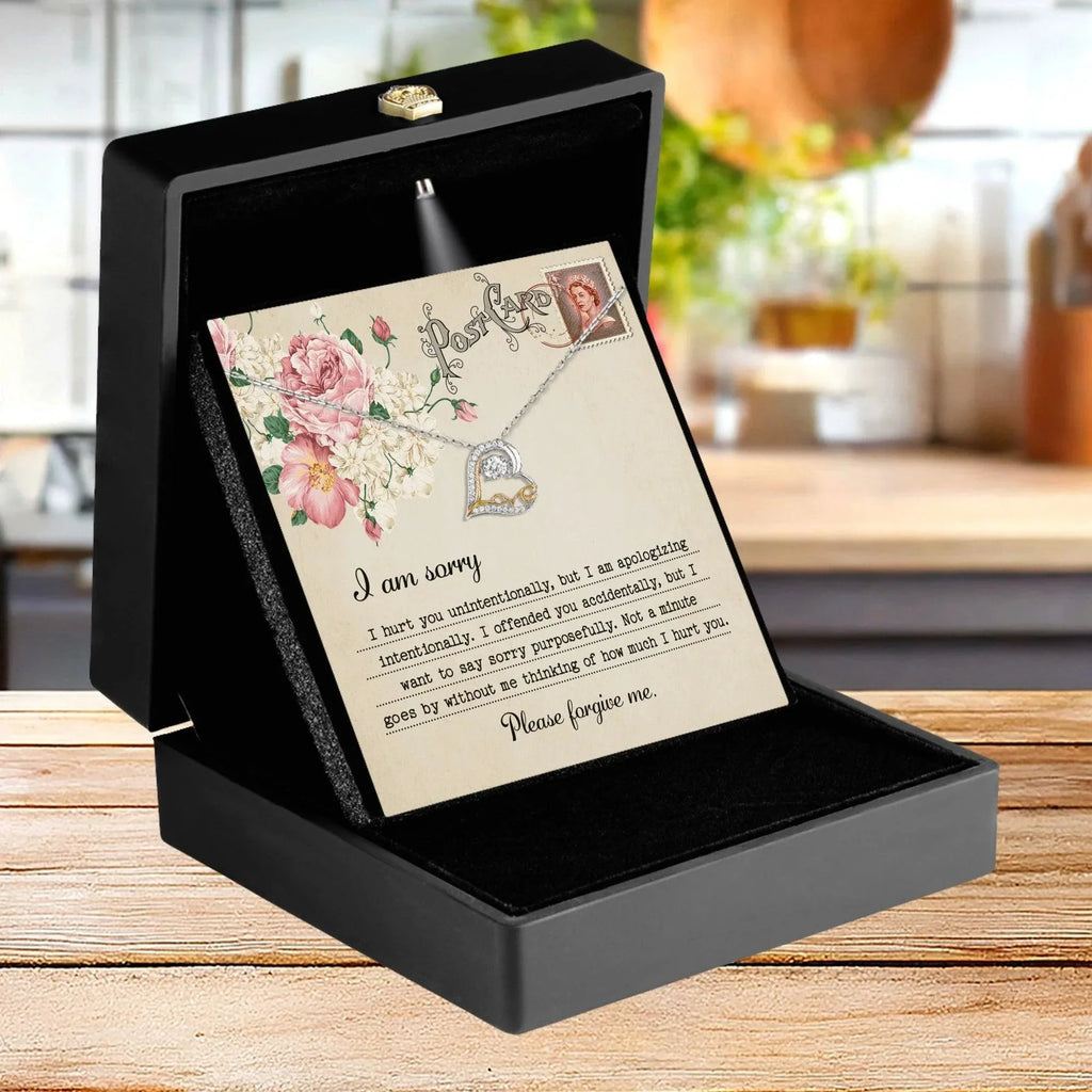 Forgive Me Gift - Sorry I Hurt You, I am Apologizing Intentionally - Love Dancing Heart Pendant Necklace