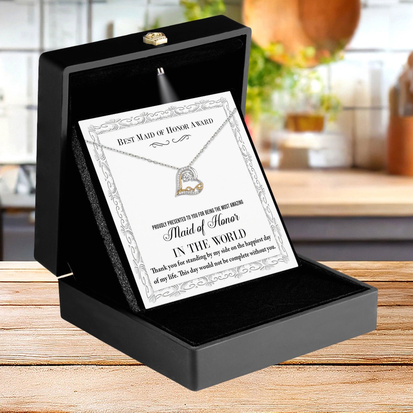 Maid of Honor Wedding Day Gift -Thank You Happiest Day Of My Life - Love Dancing Love Pendant Necklace - Mallard Moon Gift Shop