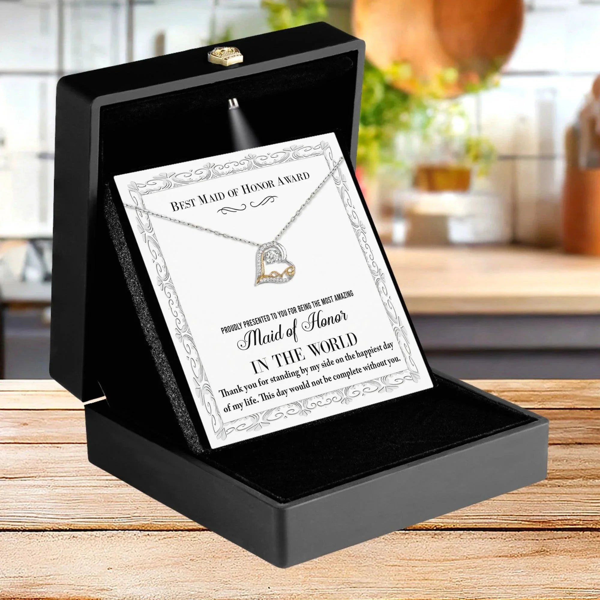 Maid of Honor Wedding Day Gift -Thank You Happiest Day Of My Life - Love Dancing Love Pendant Necklace