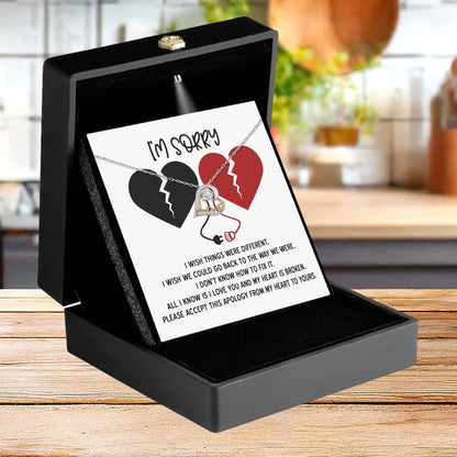 Apology Gift for Girlfriend, Wife, Soulmate - Sorry, Heart Is Broken - Love Dancing Heart Pendant Necklace - Mallard Moon Gift Shop