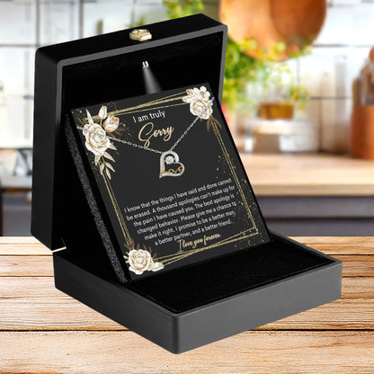 Apology Gift for Girlfriend, Wife, Soulmate - Sorry, Cannot Be Erased - Love Heart Pendant Necklace - Mallard Moon Gift Shop