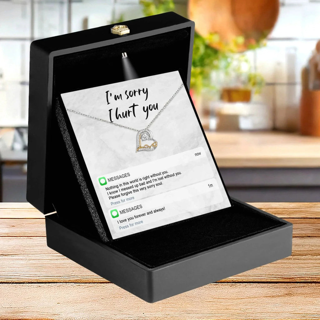Apology Gift for Girlfriend, Wife, Soulmate - Sorry, Lost Without You - Love Heart Pendant Necklace