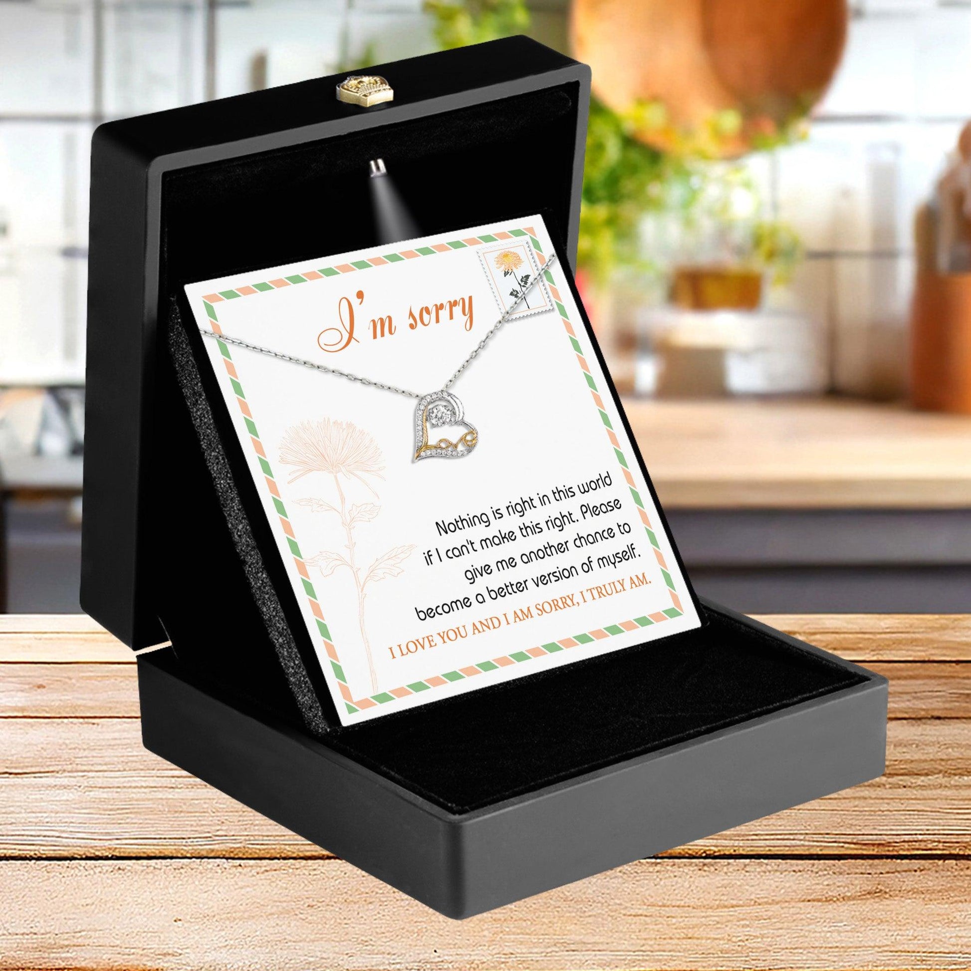 Apology Gift for Girlfriend, Wife, Soulmate - Sorry, Another Chance - Love Heart Pendant Necklace - Mallard Moon Gift Shop
