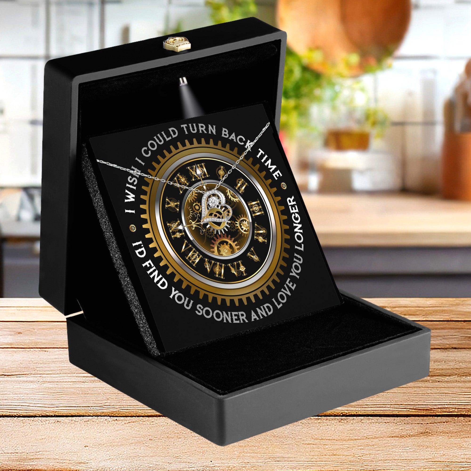 Wife Wedding Day. Anniversary, Birthday Gift - Turn Back Time - Love Dancing Heart Pendant Necklace - Mallard Moon Gift Shop