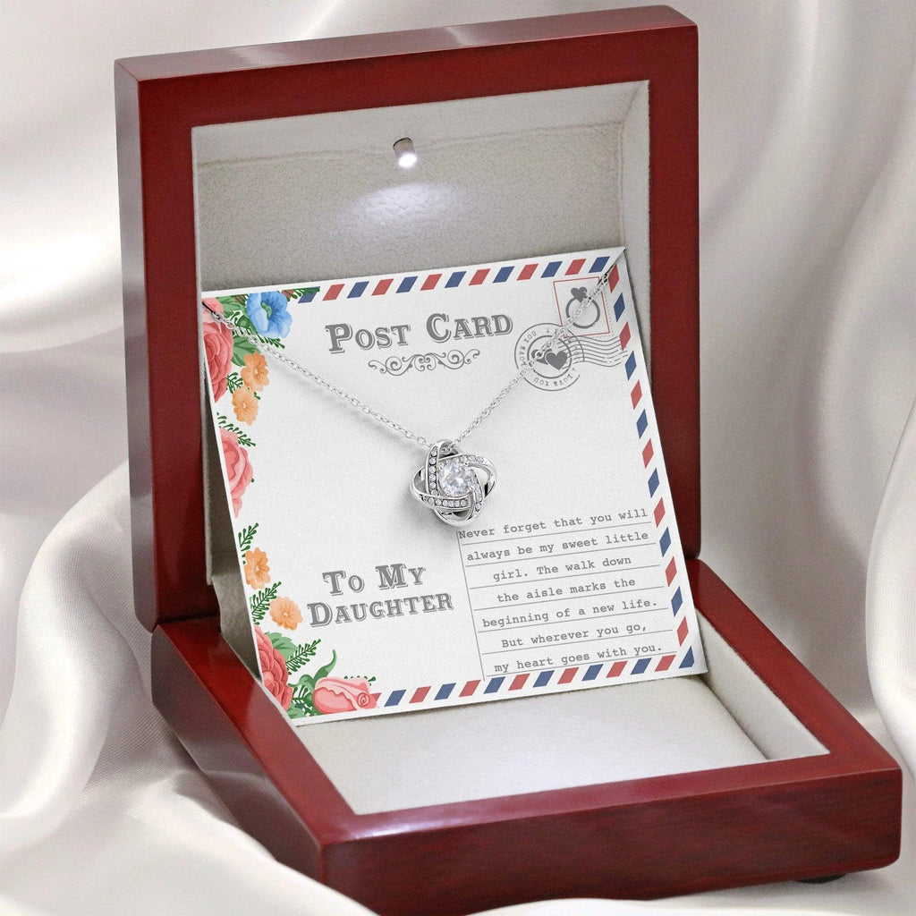 Daughter Wedding Day Gift - My Heart Goes With You - Love Knot Pendant Necklace