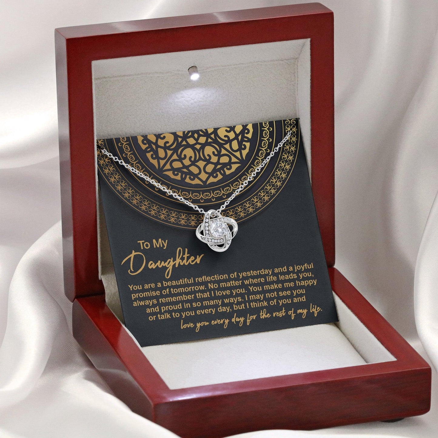 Daughter Gift for Birthday, Graduation, Christmas - Beautiful Reflection - Love Knot Pendant Necklace - Mallard Moon Gift Shop