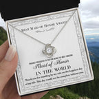 Maid of Honor Wedding Day Gift -Thank You Happiest Day Of My Life - Love Knot Pendant Necklace