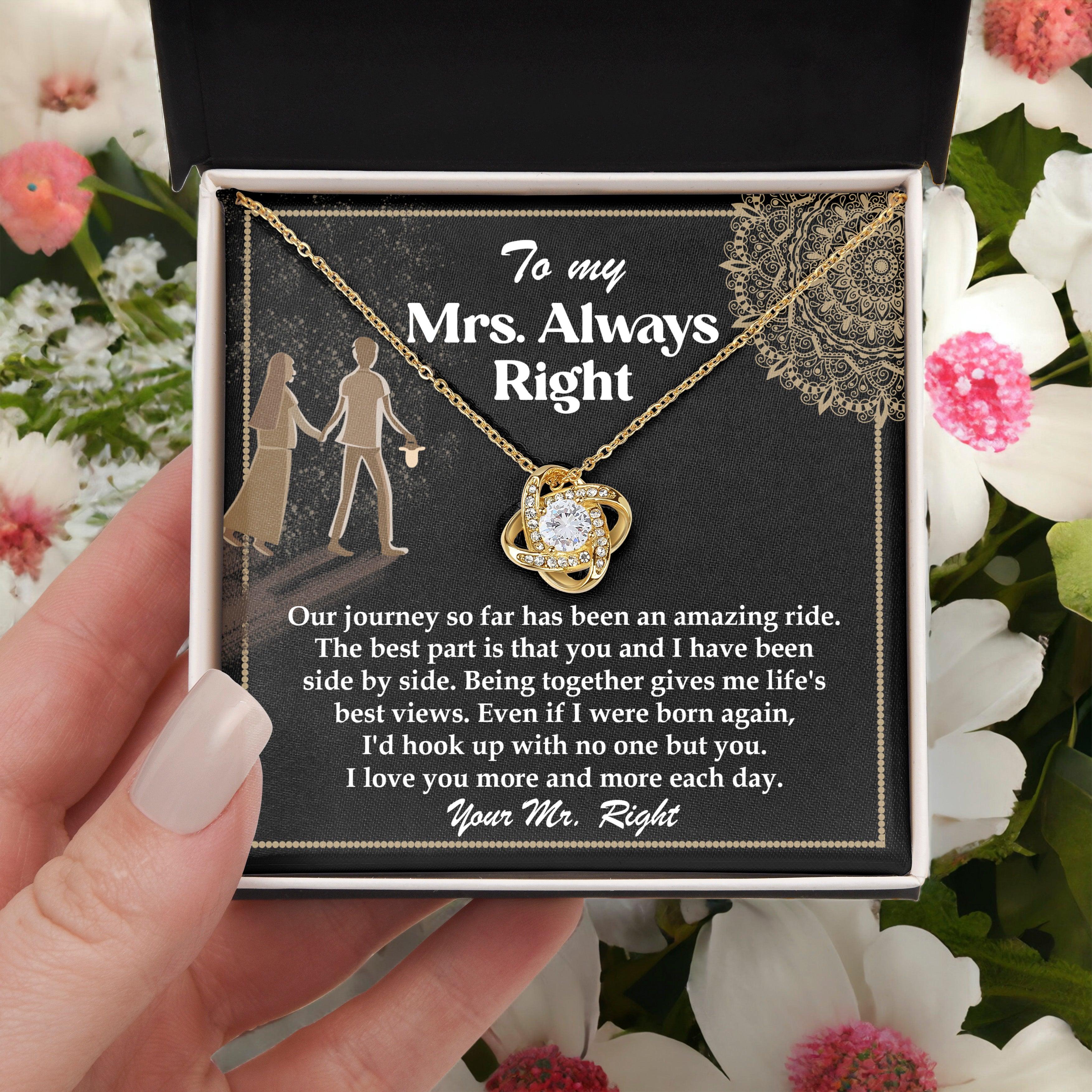 Wife Gift Always Right Love Knot Pendant Necklace - Mallard Moon Gift Shop