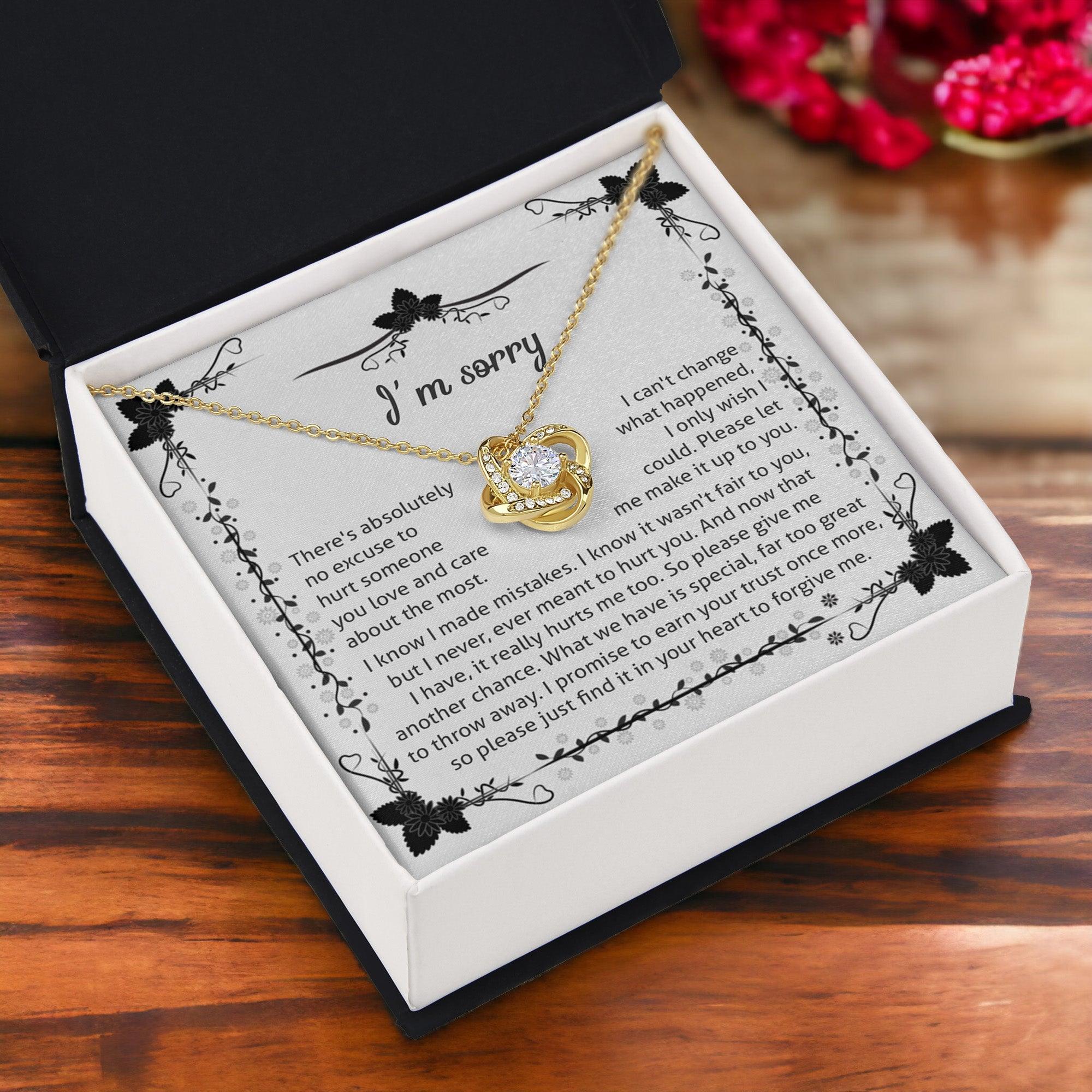 Apology - I'm Sorry, No Excuse, Another Chance - Love Knot Pendant Necklace - Mallard Moon Gift Shop