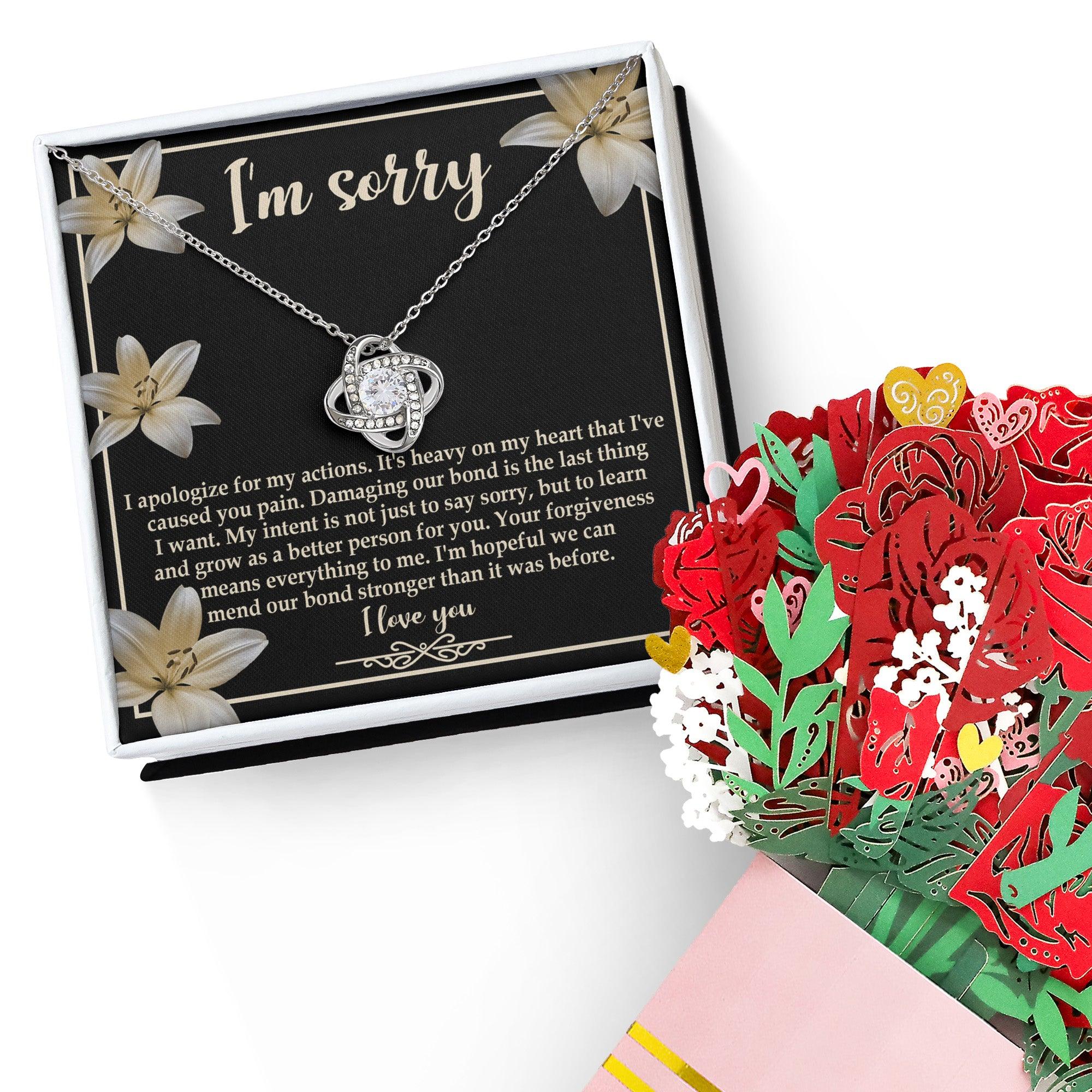 Apology Gift for Girlfriend, Wife, Soulmate - Sorry, The Last Thing - Love Knot Pendant Necklace - Mallard Moon Gift Shop