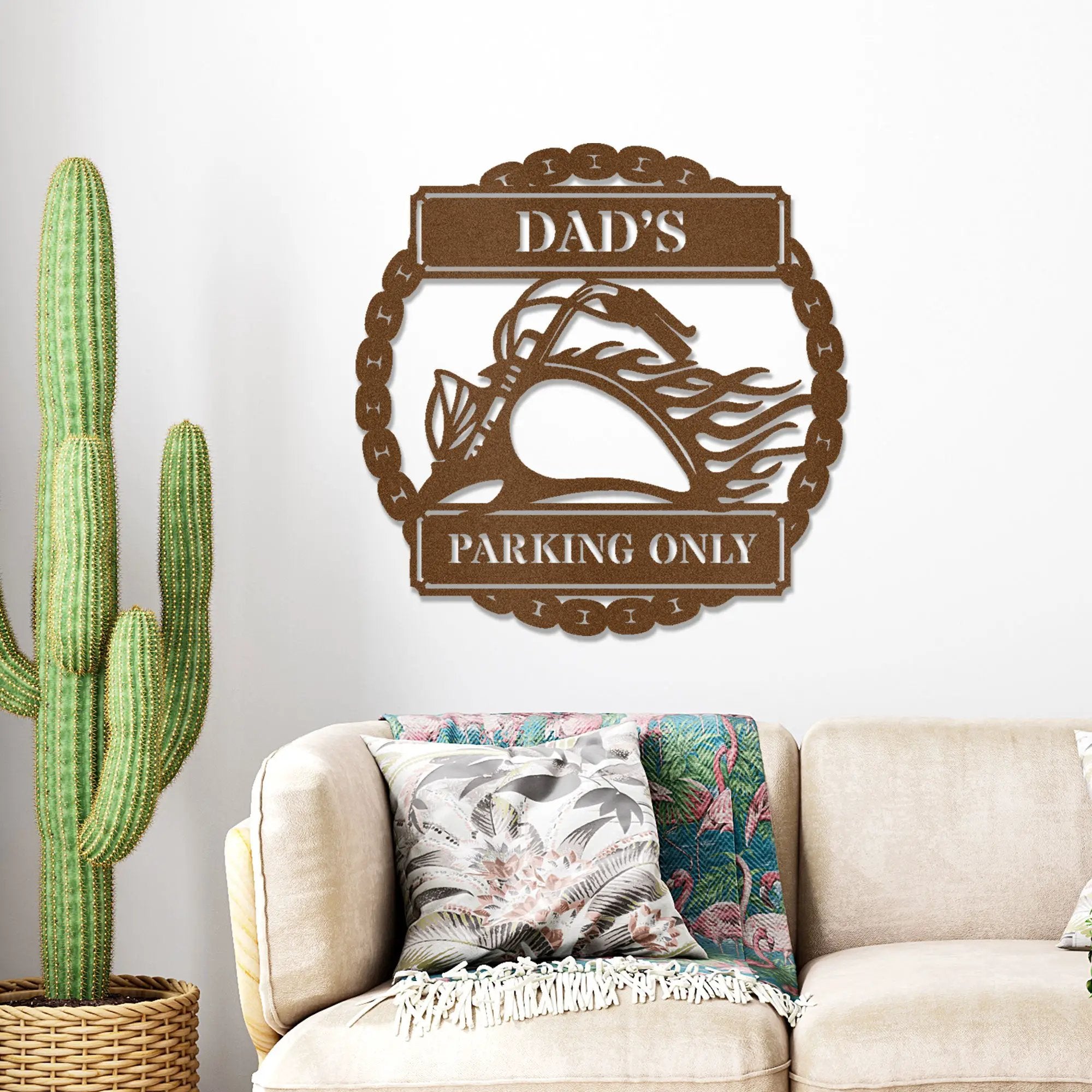 Hog Motorcycle Parking Plaque Personalized Name Indoor Outdoor Steel Sign Metal Art