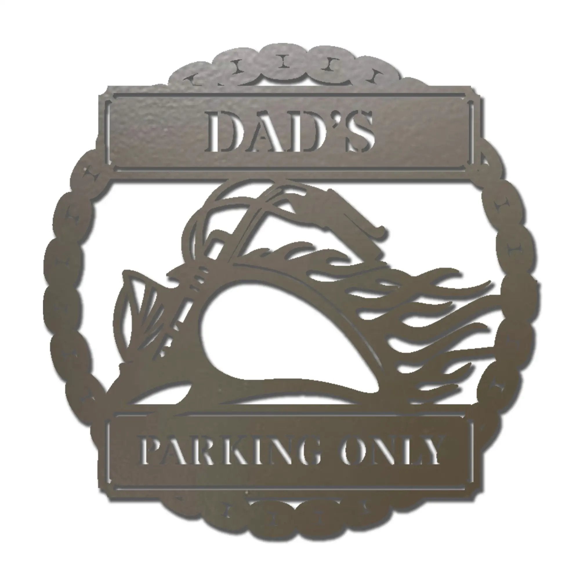 Hog Motorcycle Parking Plaque Personalized Name Indoor Outdoor Steel Sign Metal Art