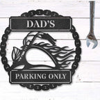Hog Motorcycle Parking Plaque Personalized Name Indoor Outdoor Steel Sign Metal Art