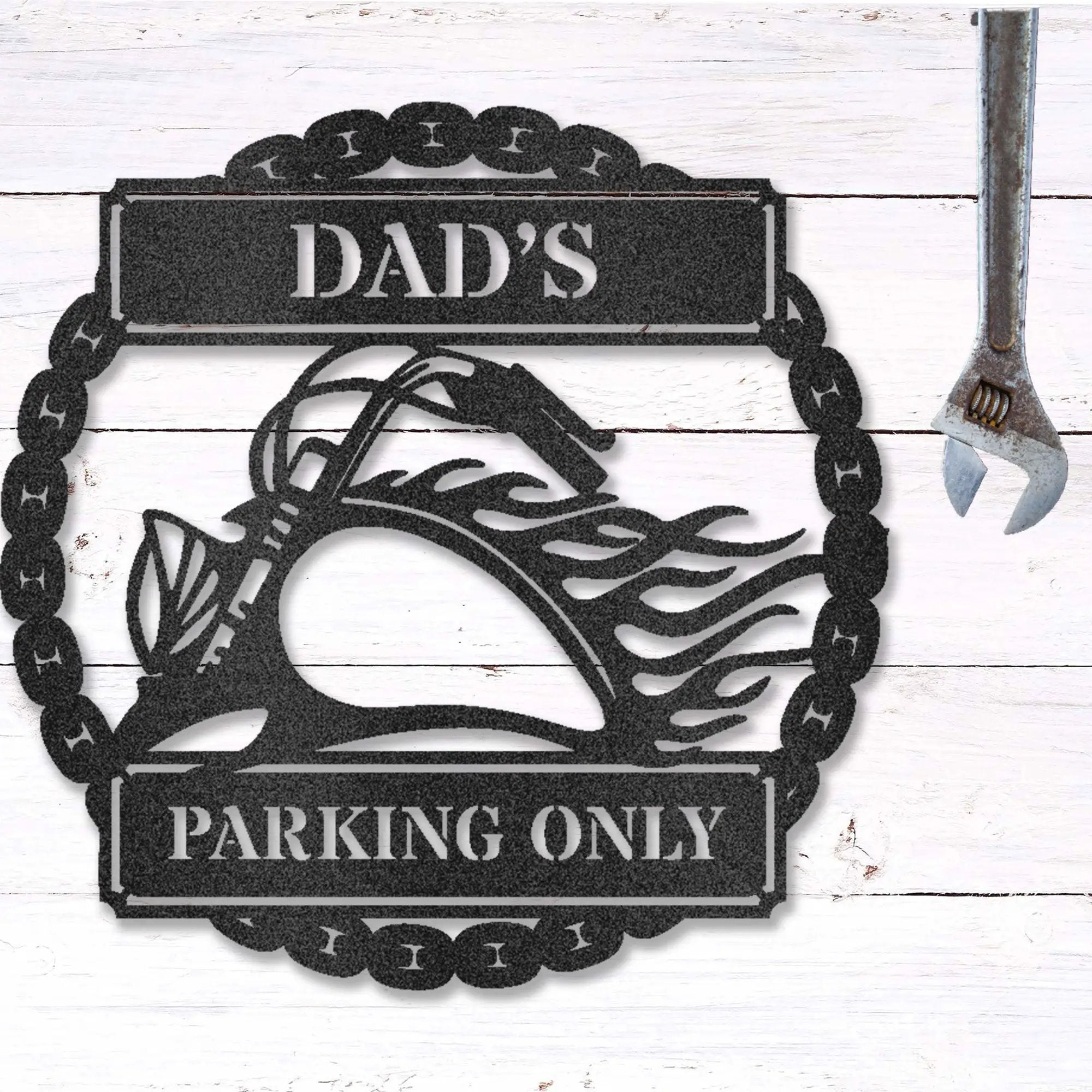 Hog Motorcycle Parking Plaque Personalized Name Indoor Outdoor Steel Sign Metal Art