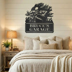 Personalized Demon Motorcycle Metal Wall Art | Custom Biker Name Sign