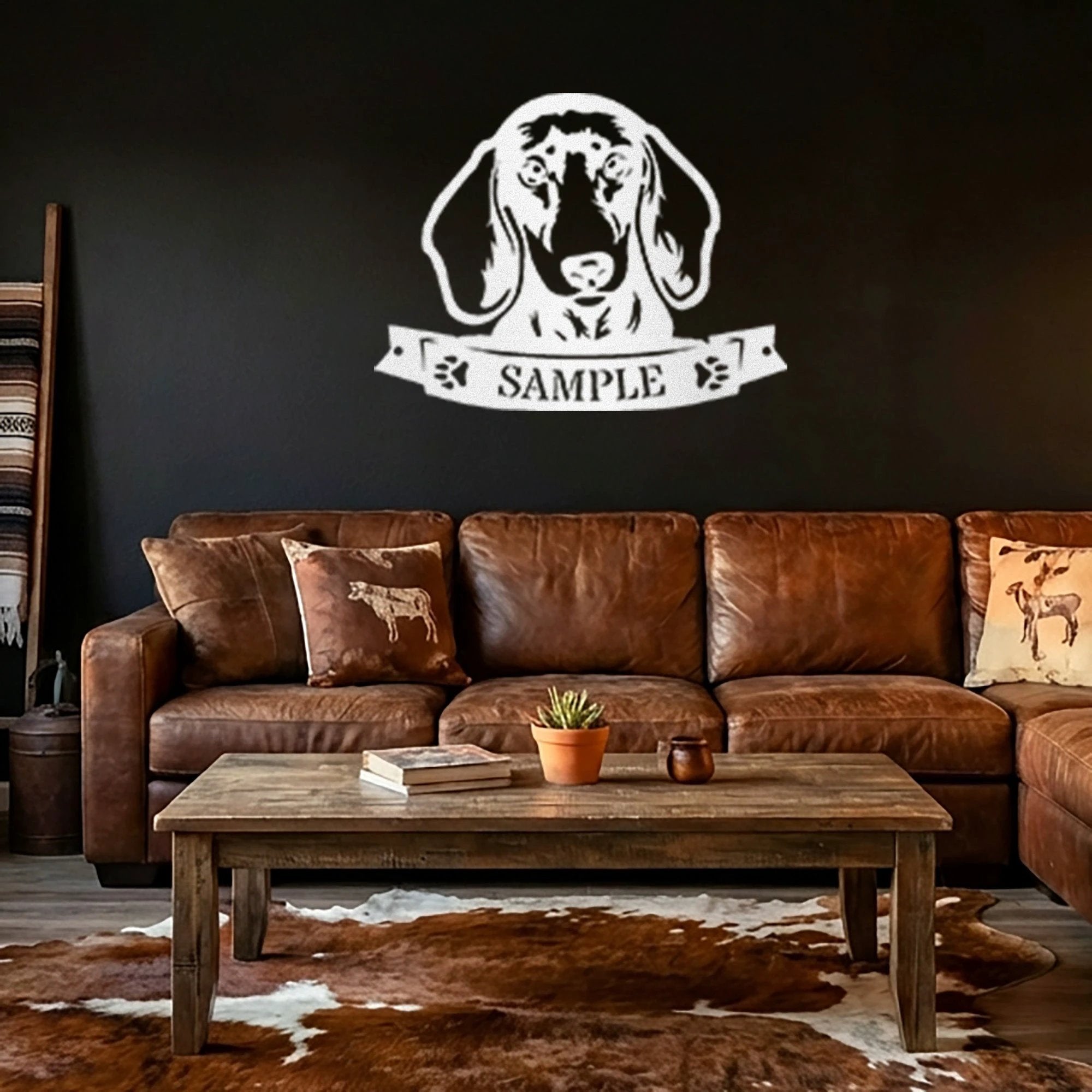 Dachshund Face Custom Name Metal Art Wall Sign