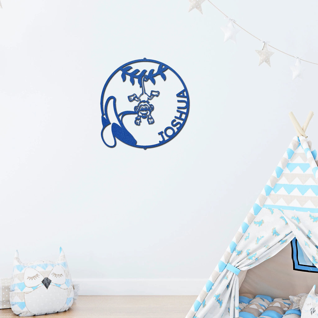 Our Little Monkey Monogram Personalized Steel Wall Sign Metal Art