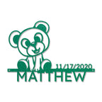 Personalized Teddy Bear Nursery Metal Wall Art – Custom Baby Name Sign with Birth Date – Nursery Decor – Baby Shower Gift