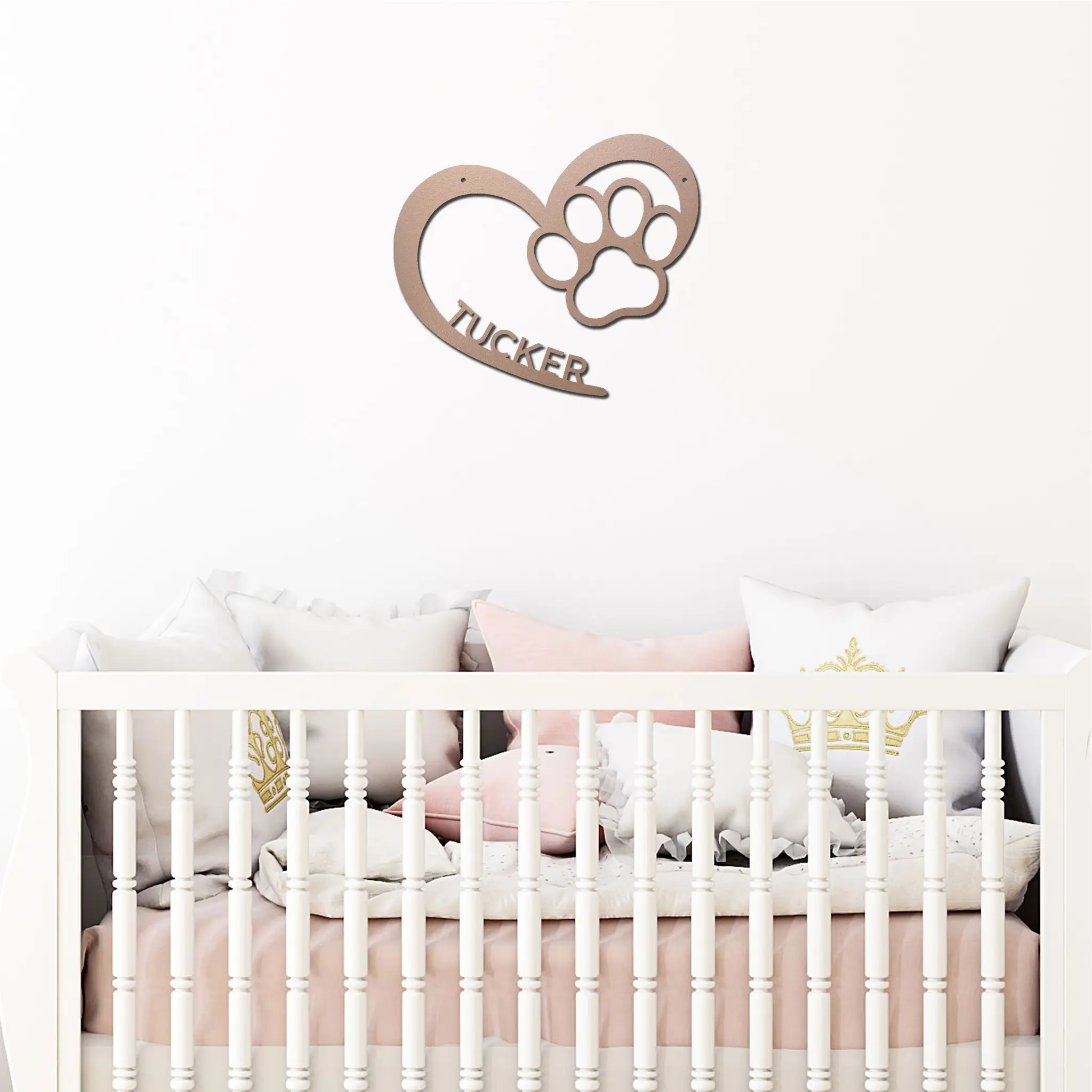 Personalized Puppy Love Metal Wall Art – Custom Dog Paw Heart Sign – Pet Name Metal Decor – Dog Lover Gift – Indoor Outdoor Steel Sign