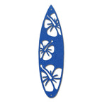 Surfboard Metal Wall Art – Coastal Beach Decor – Tropical Hibiscus Surfboard Wall Hanging – Outdoor Metal Wall Art