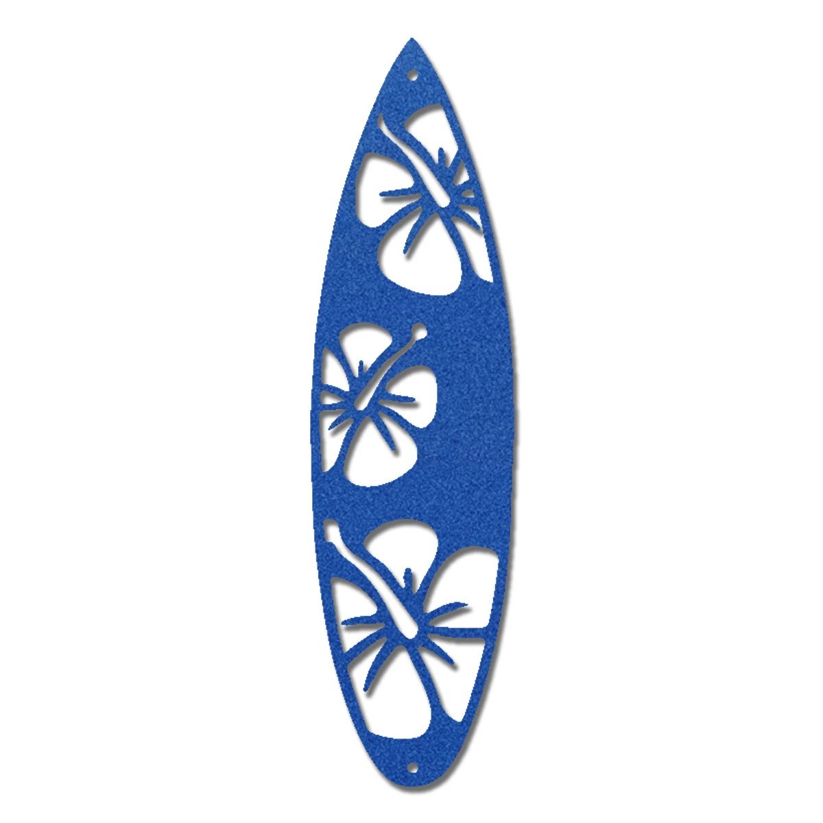 Surfboard Metal Wall Art – Coastal Beach Decor – Tropical Hibiscus Surfboard Wall Hanging – Outdoor Metal Wall Art
