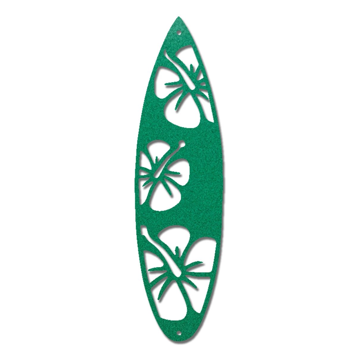 Surfboard Metal Wall Art – Coastal Beach Decor – Tropical Hibiscus Surfboard Wall Hanging – Outdoor Metal Wall Art