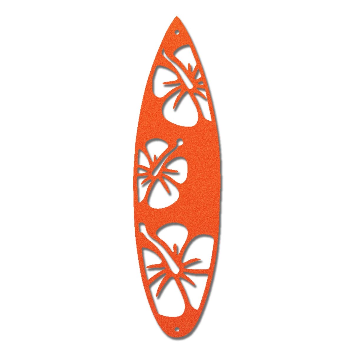 Surfboard Metal Wall Art – Coastal Beach Decor – Tropical Hibiscus Surfboard Wall Hanging – Outdoor Metal Wall Art
