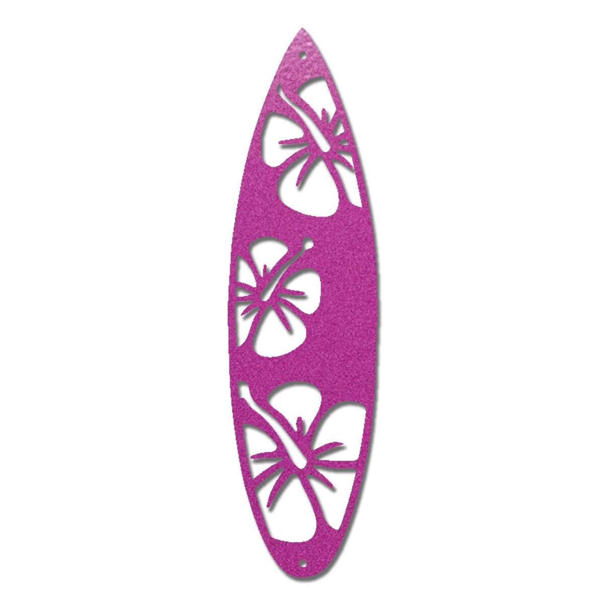 Surfboard Metal Wall Art – Coastal Beach Decor – Tropical Hibiscus Surfboard Wall Hanging – Outdoor Metal Wall Art
