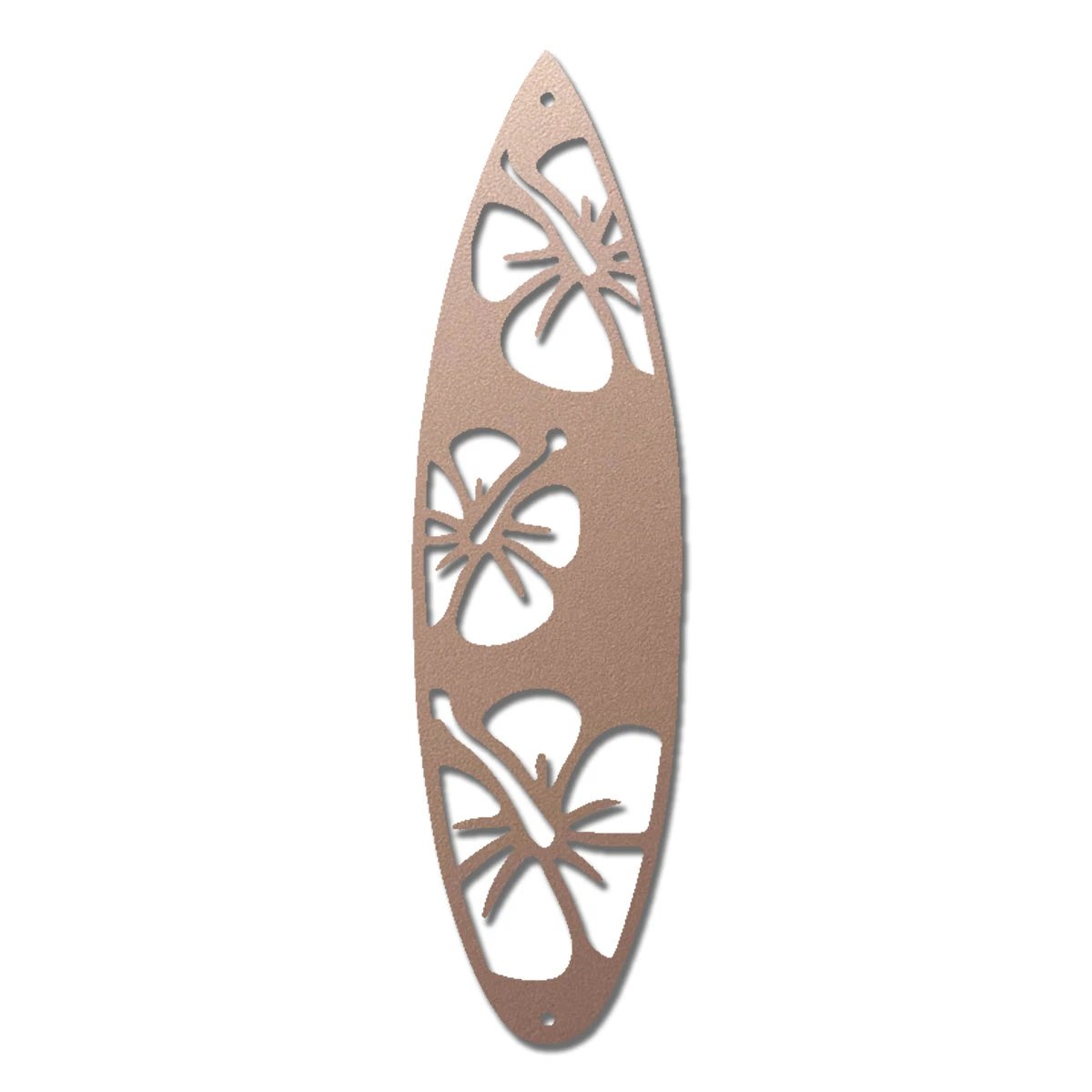 Surfboard Metal Wall Art – Coastal Beach Decor – Tropical Hibiscus Surfboard Wall Hanging – Outdoor Metal Wall Art