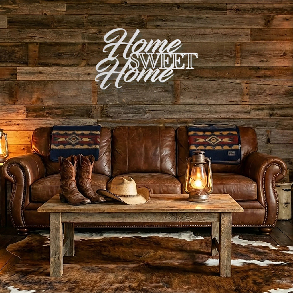 Home Sweet Home Metal Sign, Farmhouse Wall Decor, Script Wall Art, Rustic Home Decor, Housewarming Gift