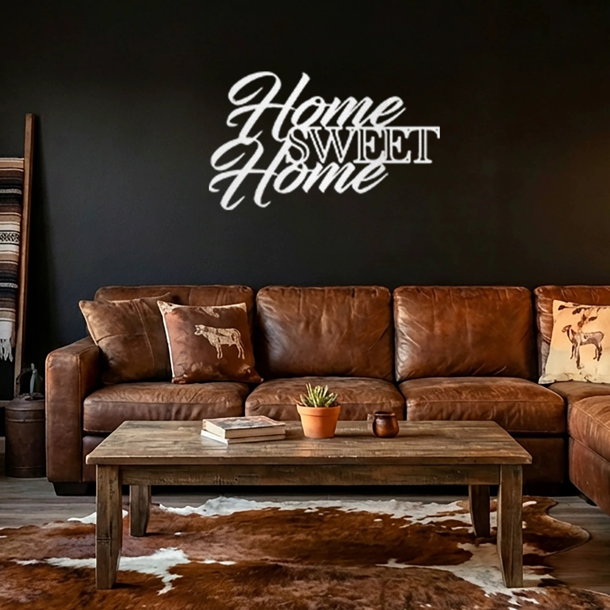Home Sweet Home Metal Sign, Farmhouse Wall Decor, Script Wall Art, Rustic Home Decor, Housewarming Gift