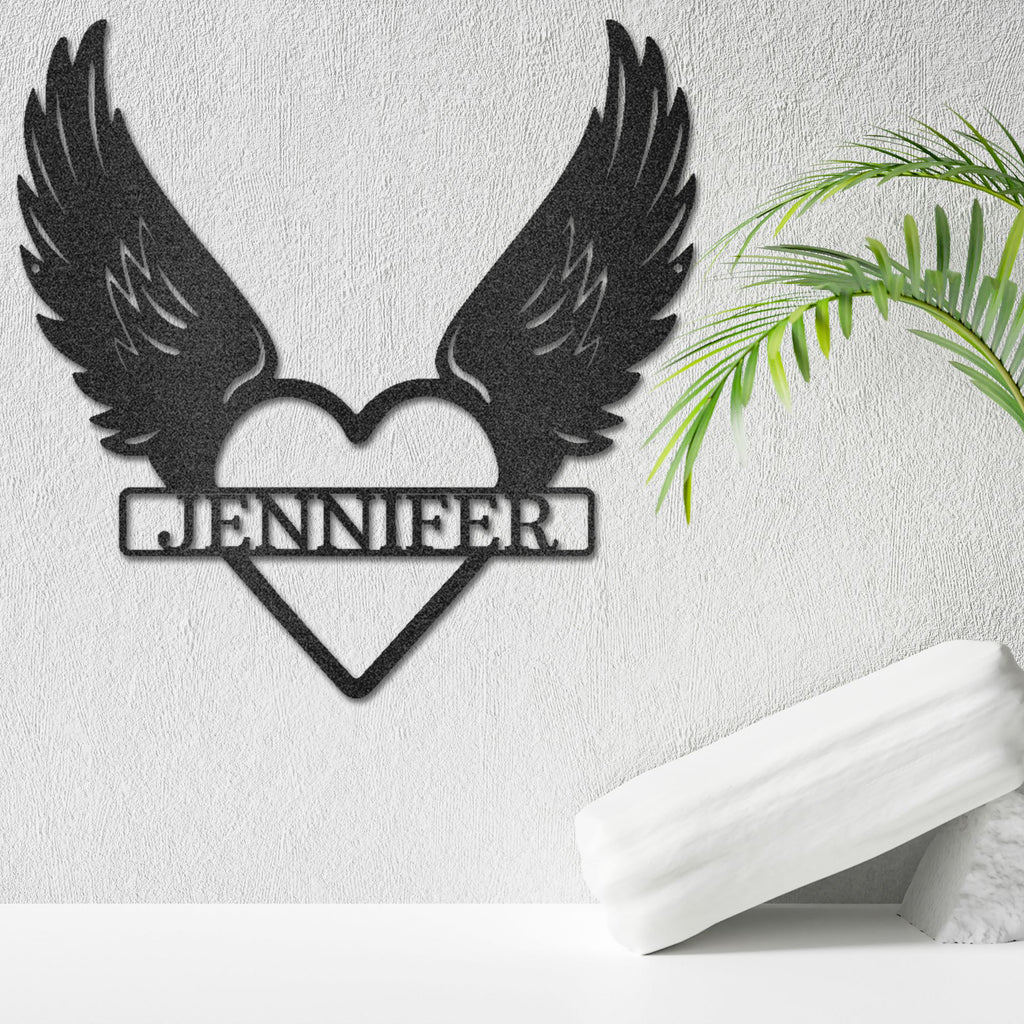 Personalized Angel Wings Memorial Metal Wall Art – Custom Name Remembrance Sign – Sympathy Gift – In Loving Memory Decor – Bereavement Gift