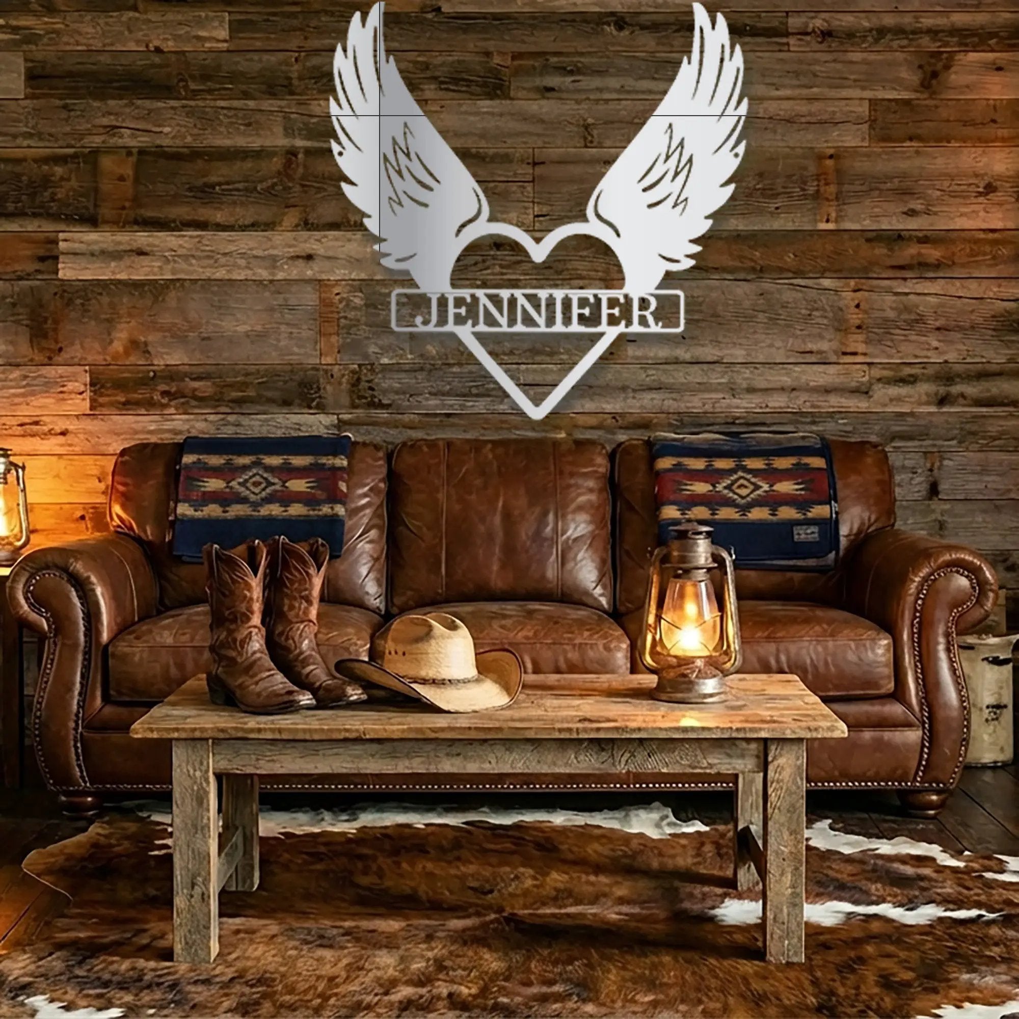 Personalized Angel Wings Memorial Metal Wall Art – Custom Name Remembrance Sign – Sympathy Gift – In Loving Memory Decor – Bereavement Gift