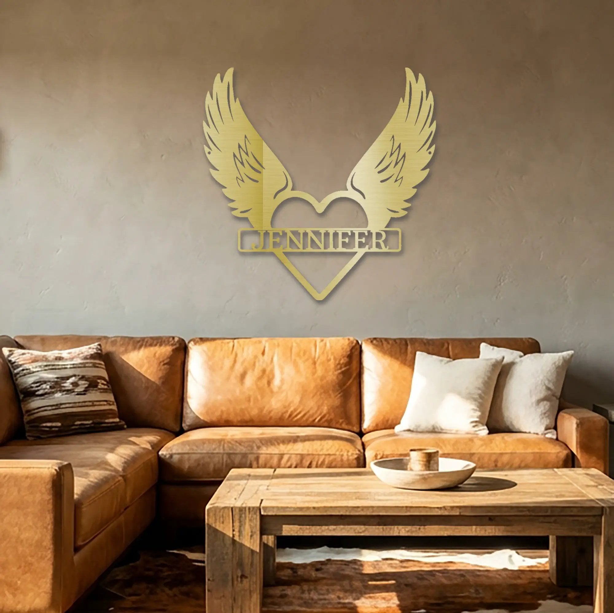 Personalized Angel Wings Memorial Metal Wall Art – Custom Name Remembrance Sign – Sympathy Gift – In Loving Memory Decor – Bereavement Gift