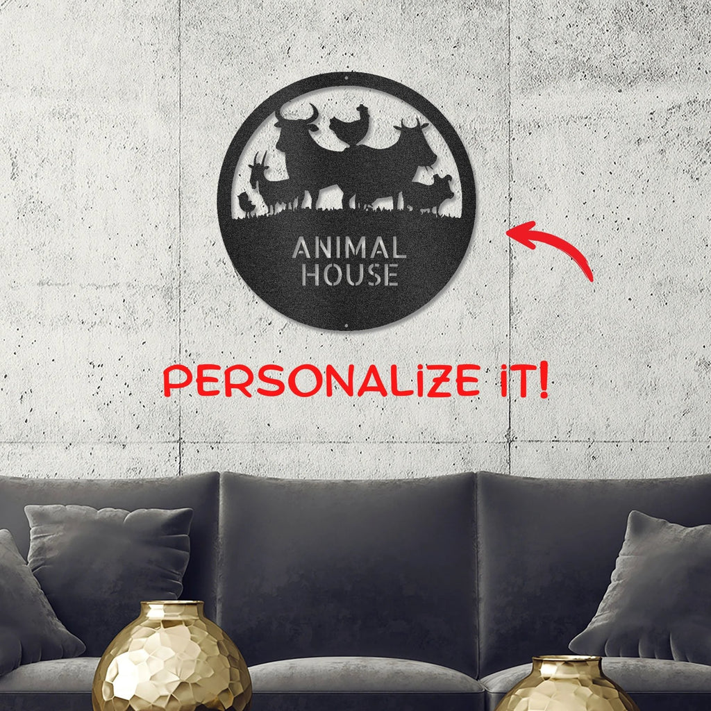 Farm Animals Custom Text Indoor Outdoor Steel Wall Sign Metal Art Home Decor