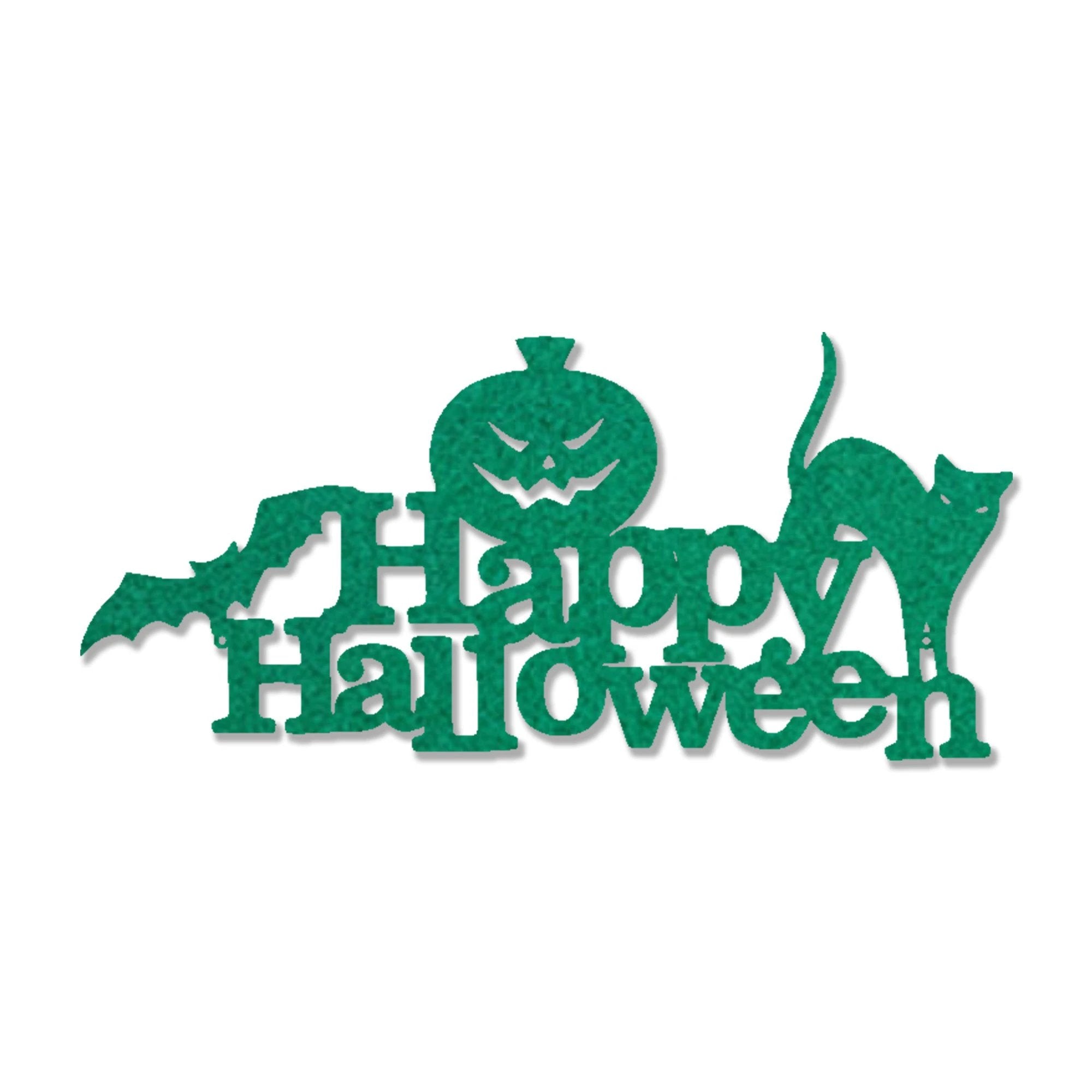 Happy Halloween Metal Wall Art Sign – Pumpkin Bat Cat Halloween Decor – Outdoor Powder Coated Steel Sign – Spooky Farmhouse Porch Decor