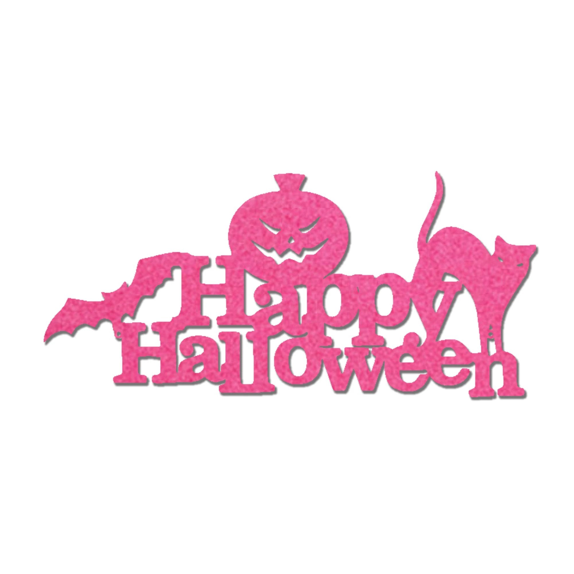 Happy Halloween Metal Wall Art Sign – Pumpkin Bat Cat Halloween Decor – Outdoor Powder Coated Steel Sign – Spooky Farmhouse Porch Decor