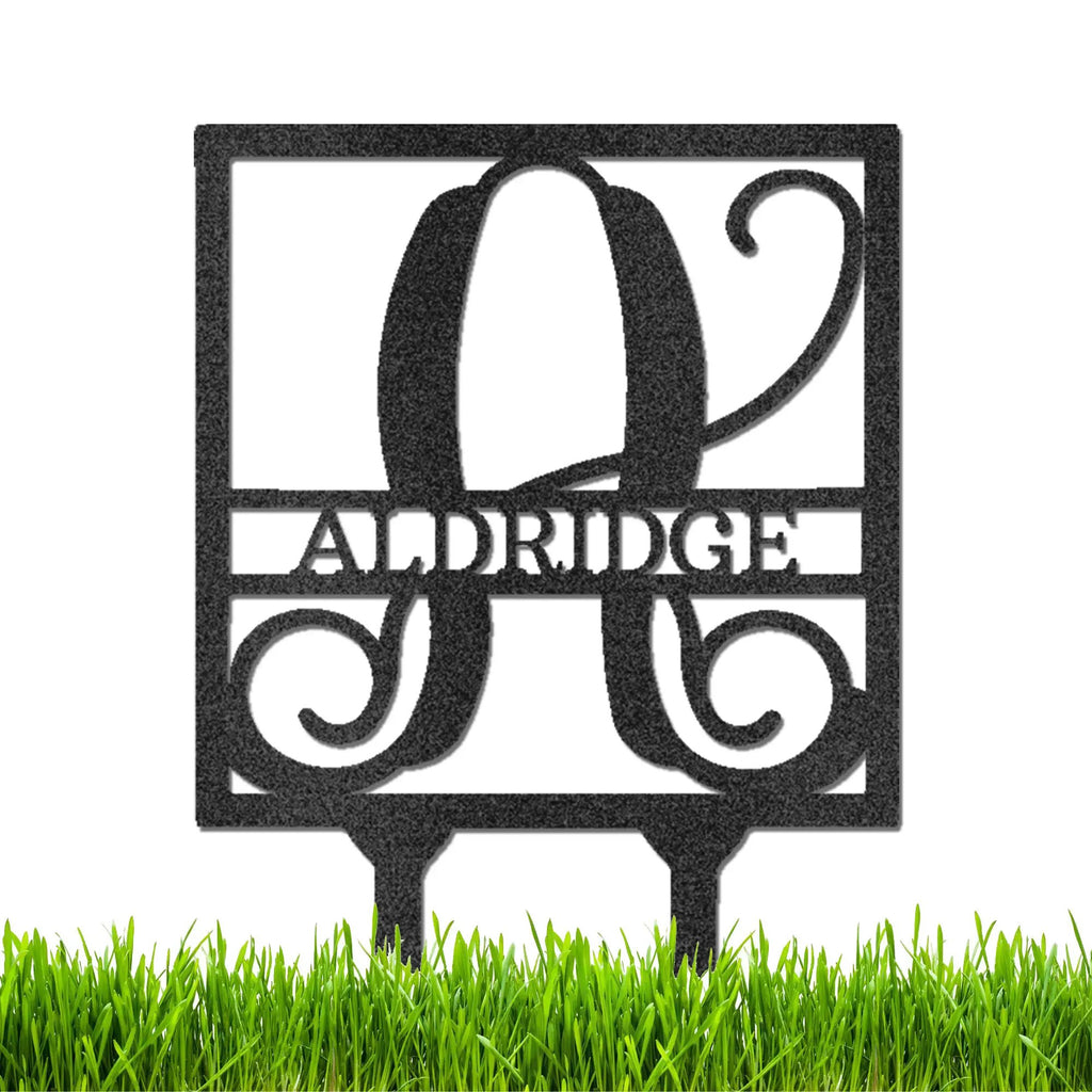 Personalized Monogram Garden Stake with Name – Custom Initial Yard Sign – Metal Garden Decor – Outdoor Lawn Stake Gift