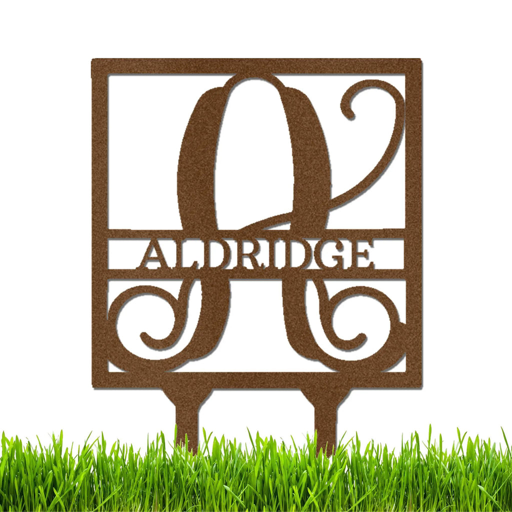 Personalized Monogram Garden Stake with Name – Custom Initial Yard Sign – Metal Garden Decor – Outdoor Lawn Stake Gift