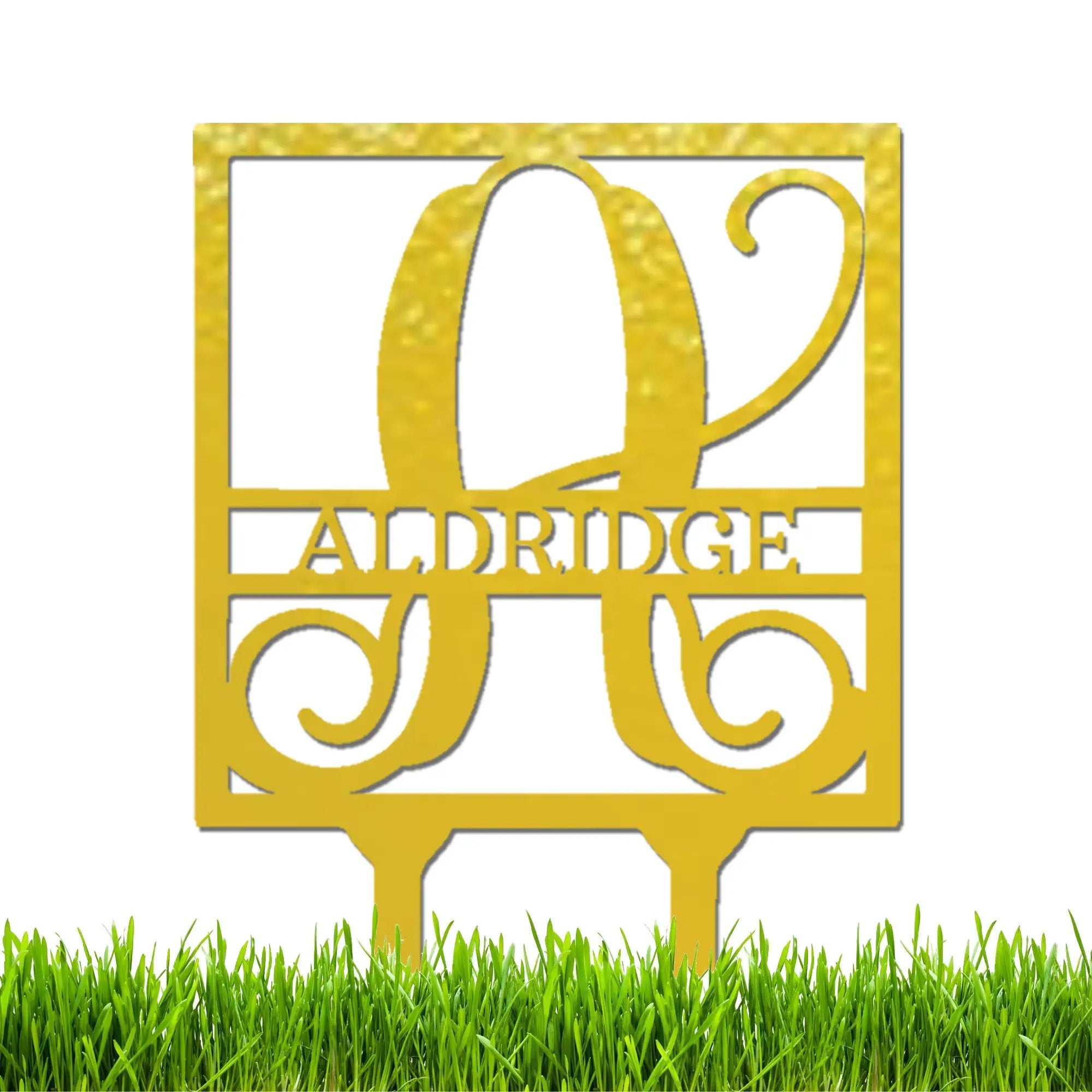 Personalized Monogram Garden Stake with Name – Custom Initial Yard Sign – Metal Garden Decor – Outdoor Lawn Stake Gift