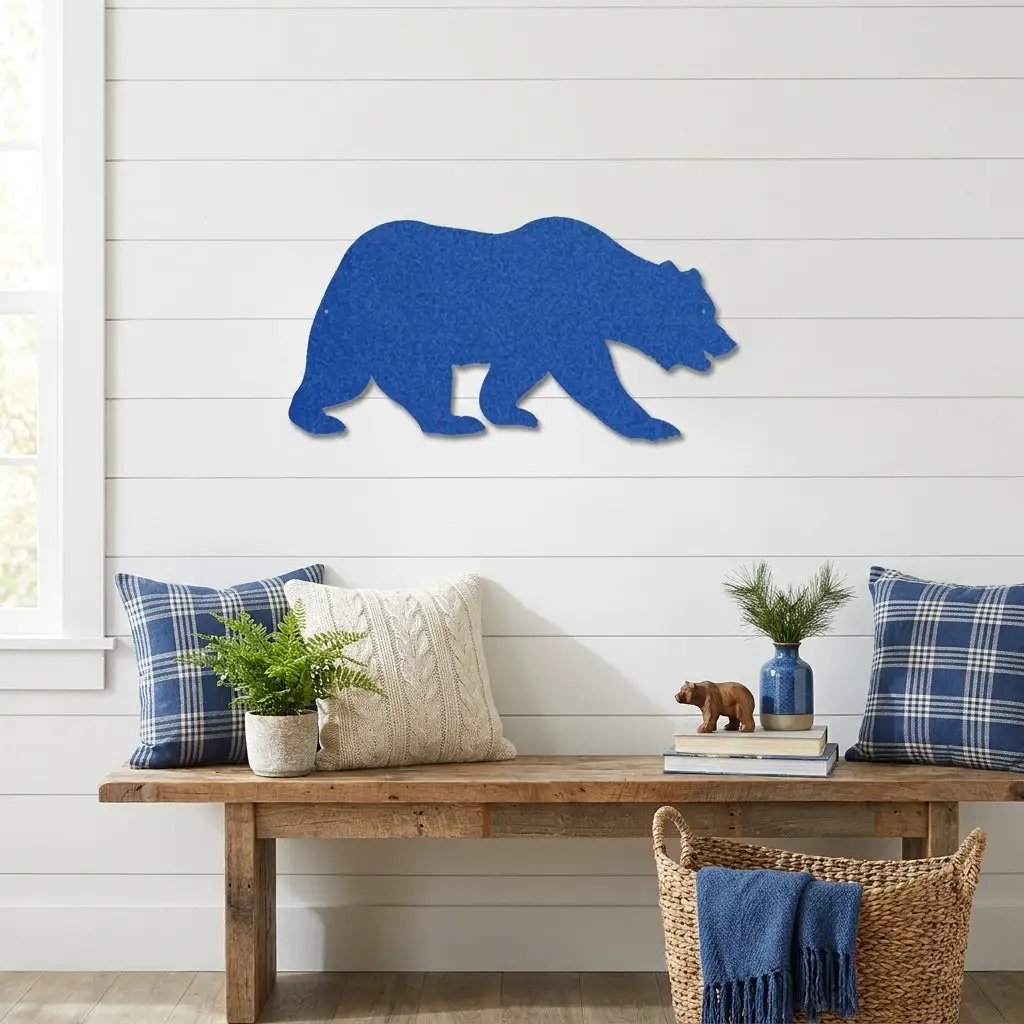 Grizzly Bear Metal Wall Art Sign – Rustic Cabin Wildlife Decor – Bear Silhouette Steel Wall Art – Outdoor Lodge Mountain Home Decor