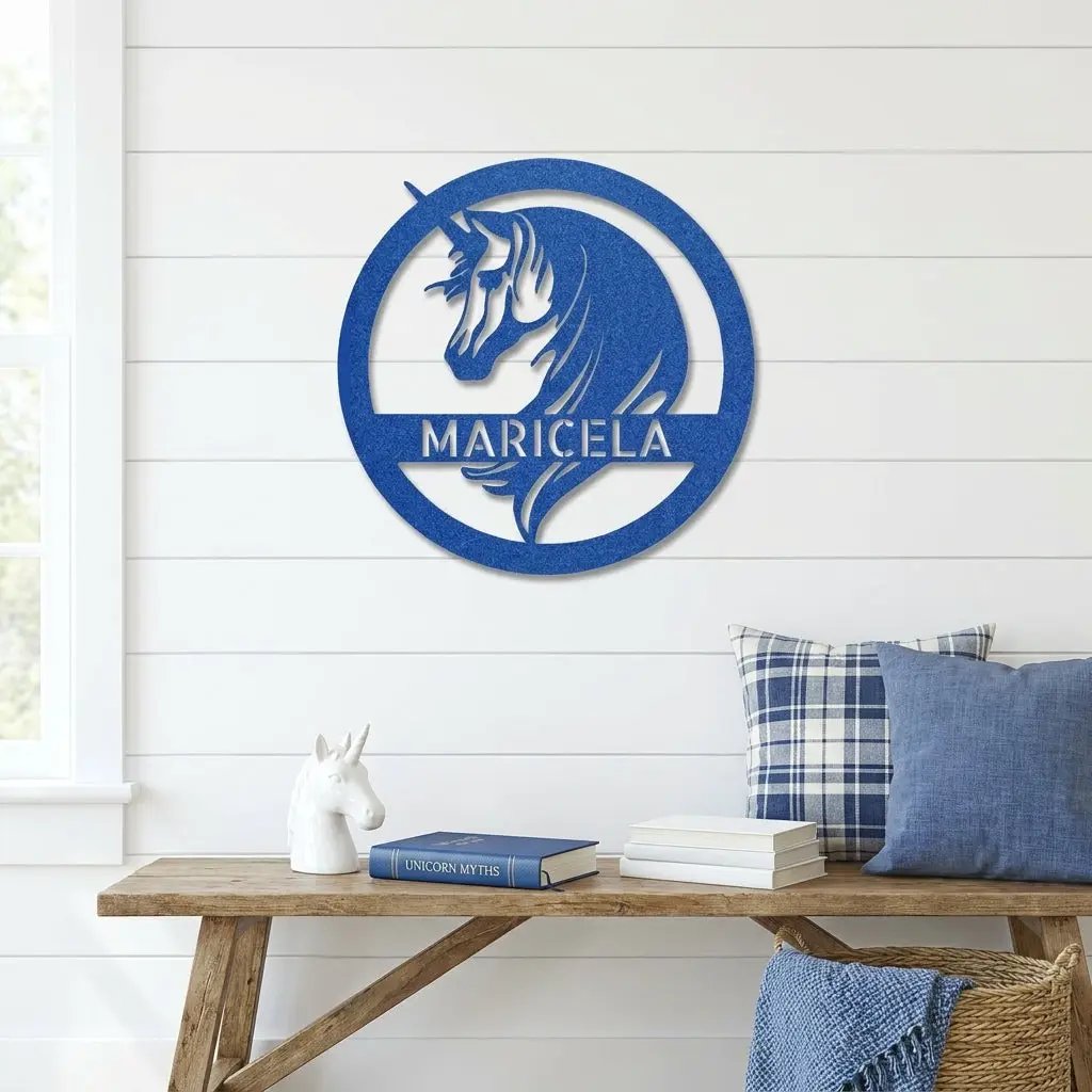Custom Unicorn Name Metal Wall Art – Personalized Fantasy Sign – Girls Bedroom or Nursery Decor
