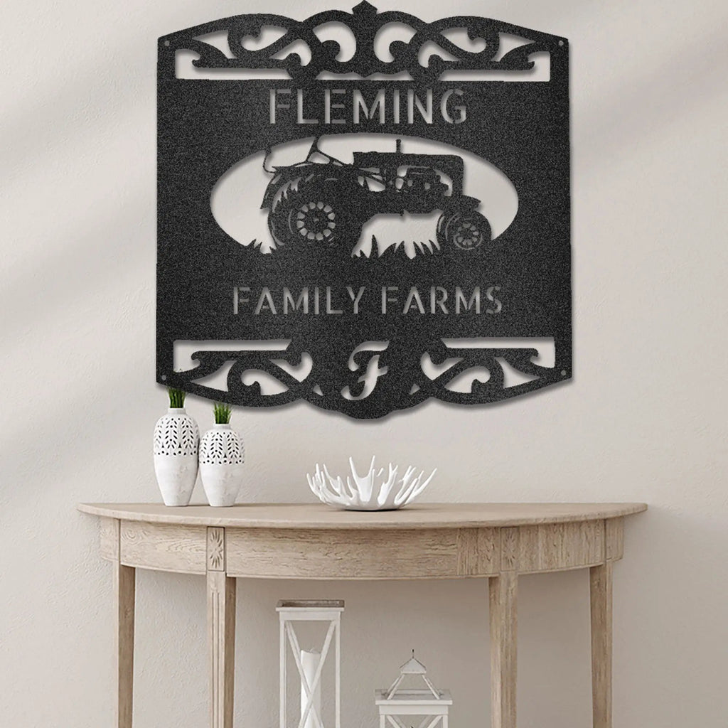 Personalized Family Farm Metal Wall Art Sign Custom Farm Name Tractor Steel Sign Elegant Farmhouse Decor Outdoor Ranch Sign