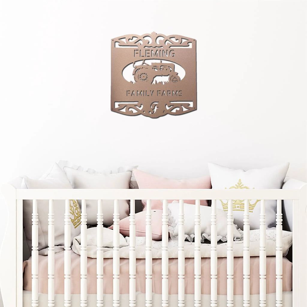 Personalized Family Farm Metal Wall Art Sign Custom Farm Name Tractor Steel Sign Elegant Farmhouse Decor Outdoor Ranch Sign