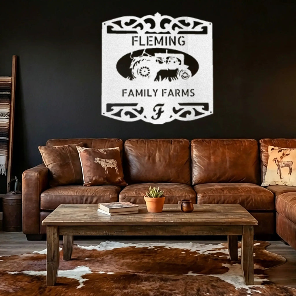 Personalized Family Farm Metal Wall Art Sign Custom Farm Name Tractor Steel Sign Elegant Farmhouse Decor Outdoor Ranch Sign