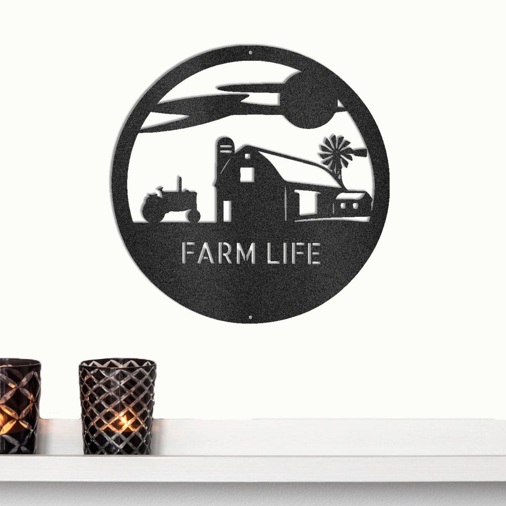 Southern Sky Farm Scene Custom Name Steel Wall Sign