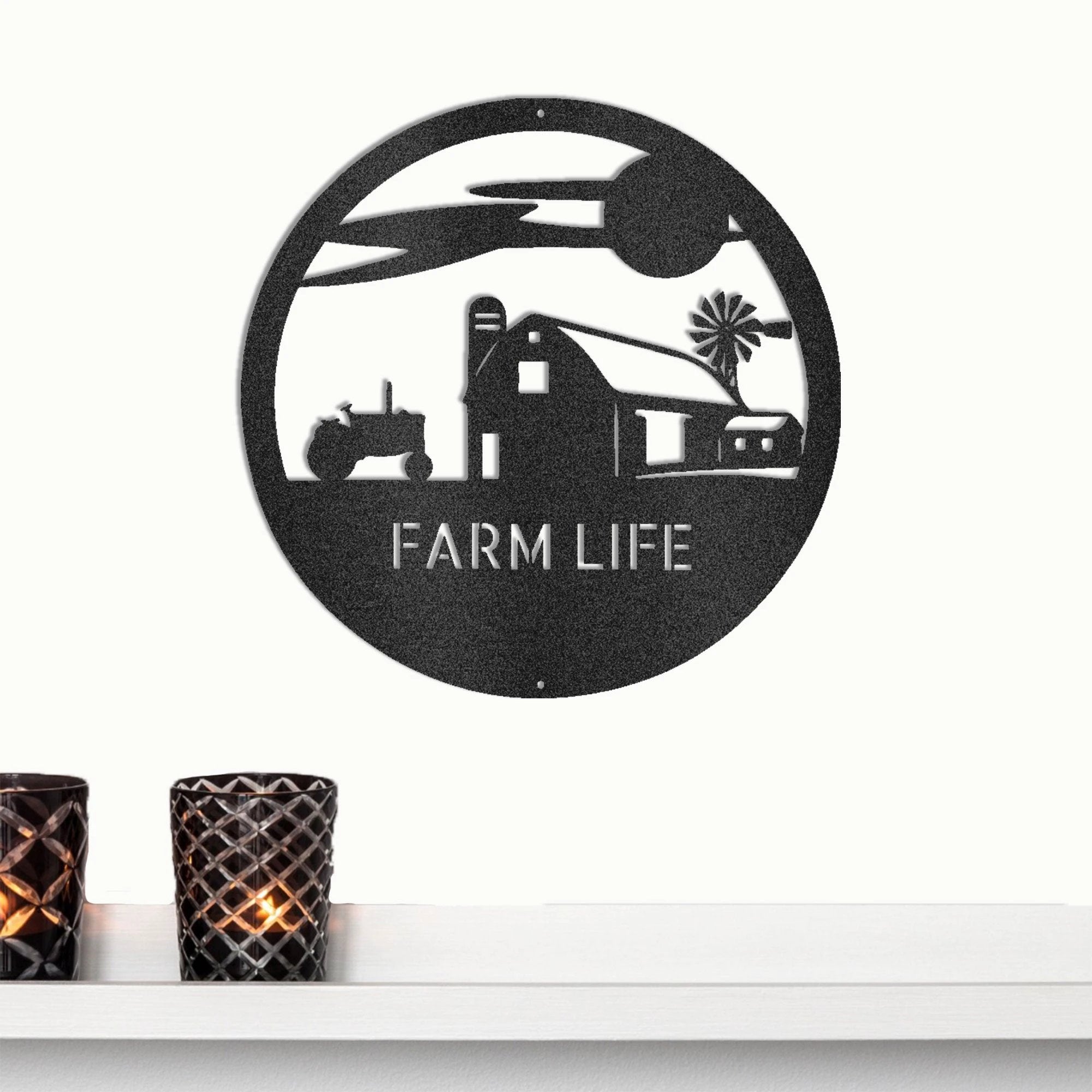 Southern Sky Farm Scene Custom Name Steel Wall Sign